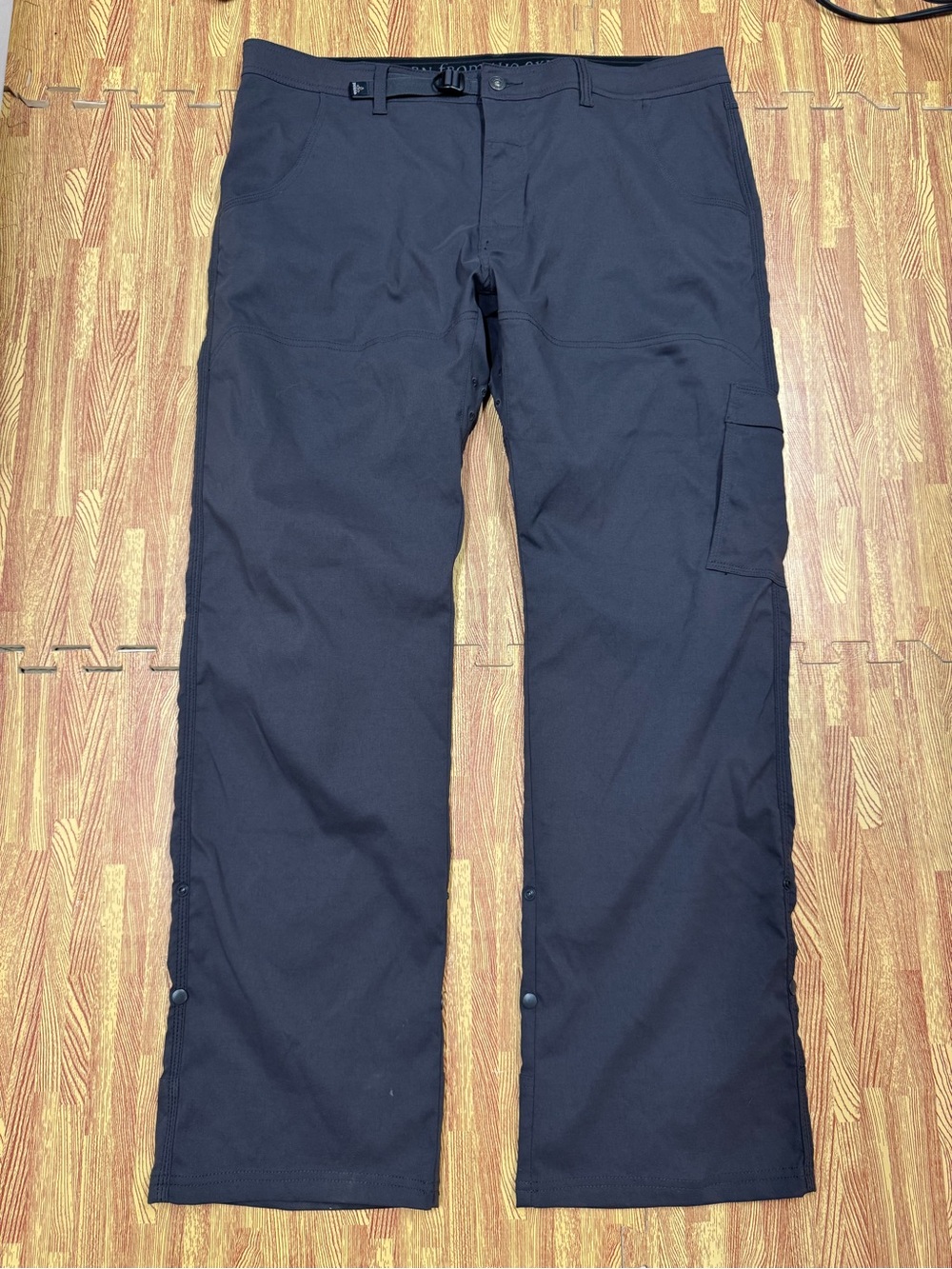 NICE Prana Pants Mens Size 38x32 Gray Zion Belted Stretch Hiking Outdoors Gorp
